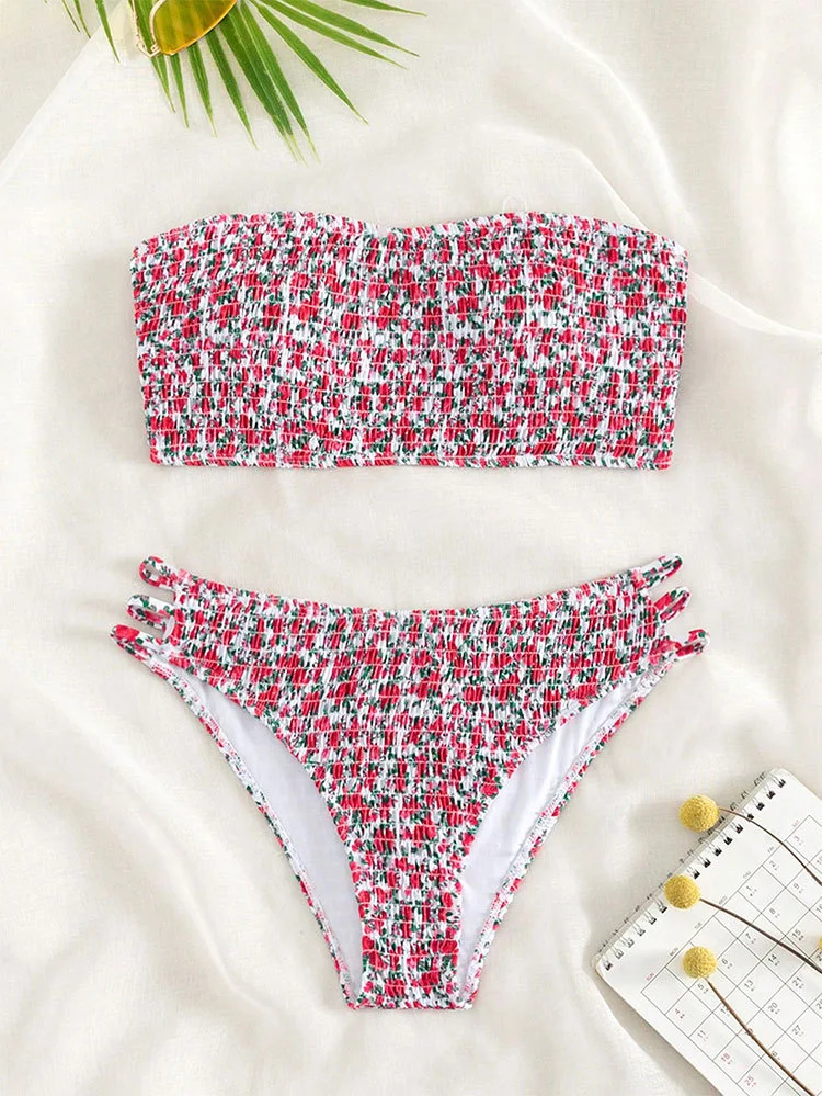 Title 16, Floral Strapless Beauty Back Split Swimsuit – d...