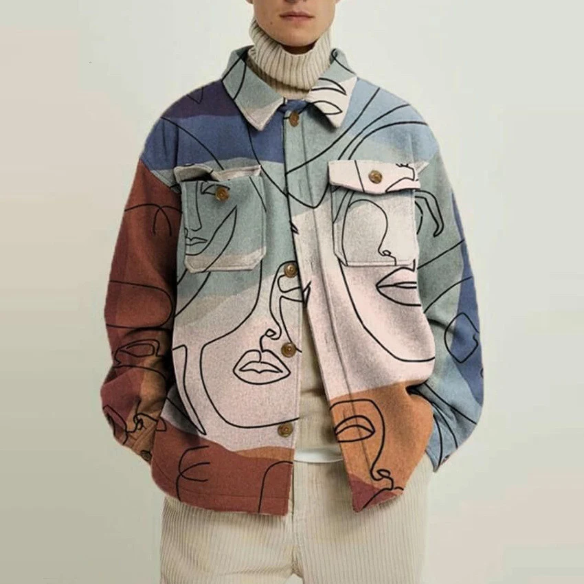 European and American Lapel Printed Loose Jacket. Offers comfort and style with a relaxed fit, perfect for everyday wear — photo 1