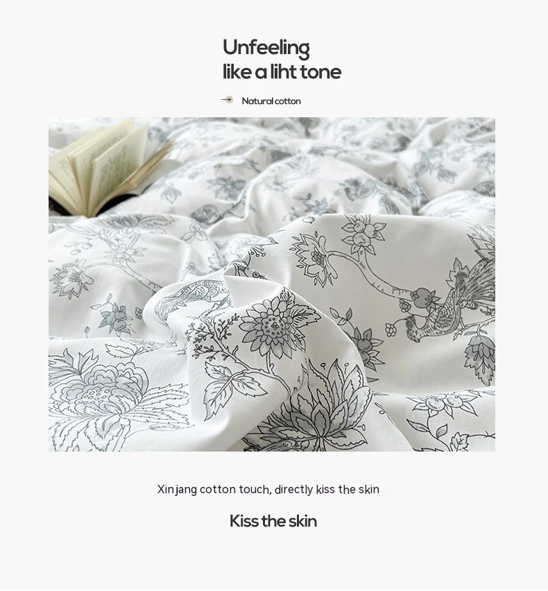 Conjunto de quatro peças floral pequeno em algodão, perfeito para um ambiente acolhedor e relaxante. Leve e confortável para o dia a dia. — foto 4
