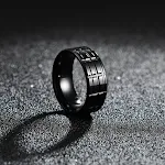 Anel masculino de aço inoxidável com banho preto Elegância e durabilidade Design moderno Perfeito para uso diário e eventos especiais Joia masculina — foto 6