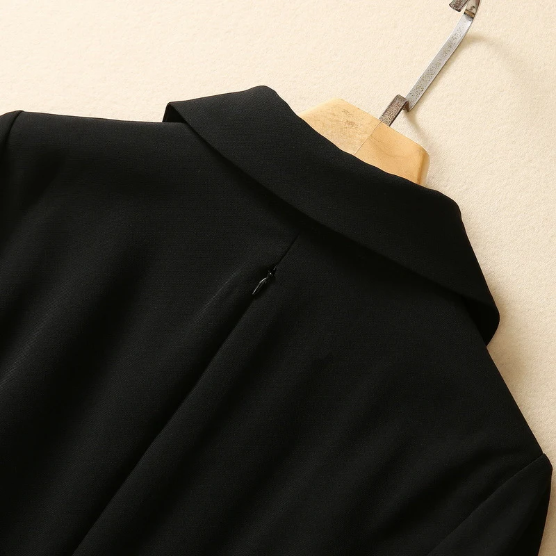 Title 14, Lapel Feather Long Sleeve Dress