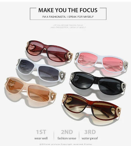 Title 2, Óculos de sol Doppel Herz PC Frame Fashion Y2g