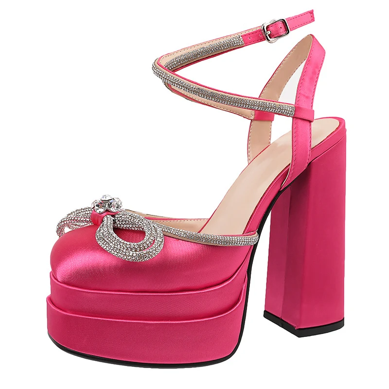 Damen Square Toe Absatz Sandalen Doppel Plateau Dick High Heel Schleife Große Größen Hohl, modisch & komfortabel. Dein Sommer Must-Have! — foto 3