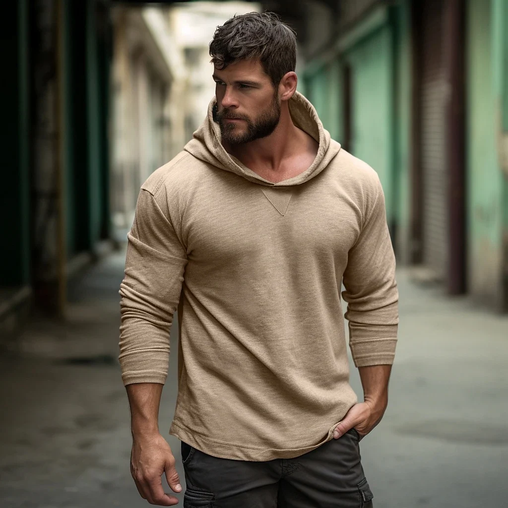 Camiseta Térmica Masculina de Algodão Cor Sólida Blusa de Base para Atividades ao Ar Livre Camada Inferior Acolchoada Confortável e Quente para Homens — foto 6