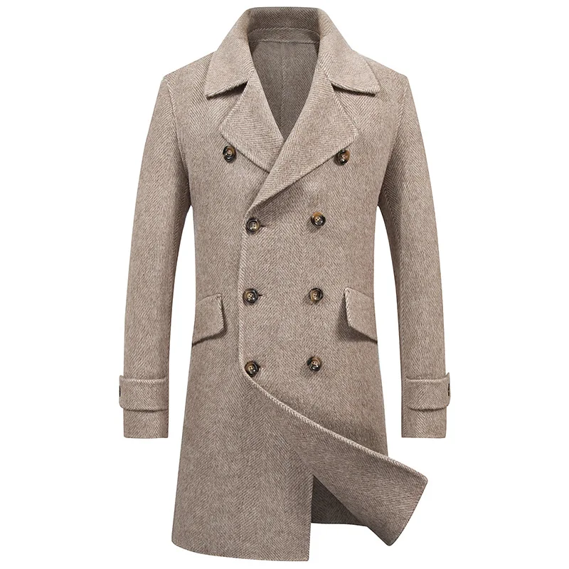 Women's double-breasted mid-length wool coat, a warm and stylish winter essential, perfect for everyday wear and adding — photo 1