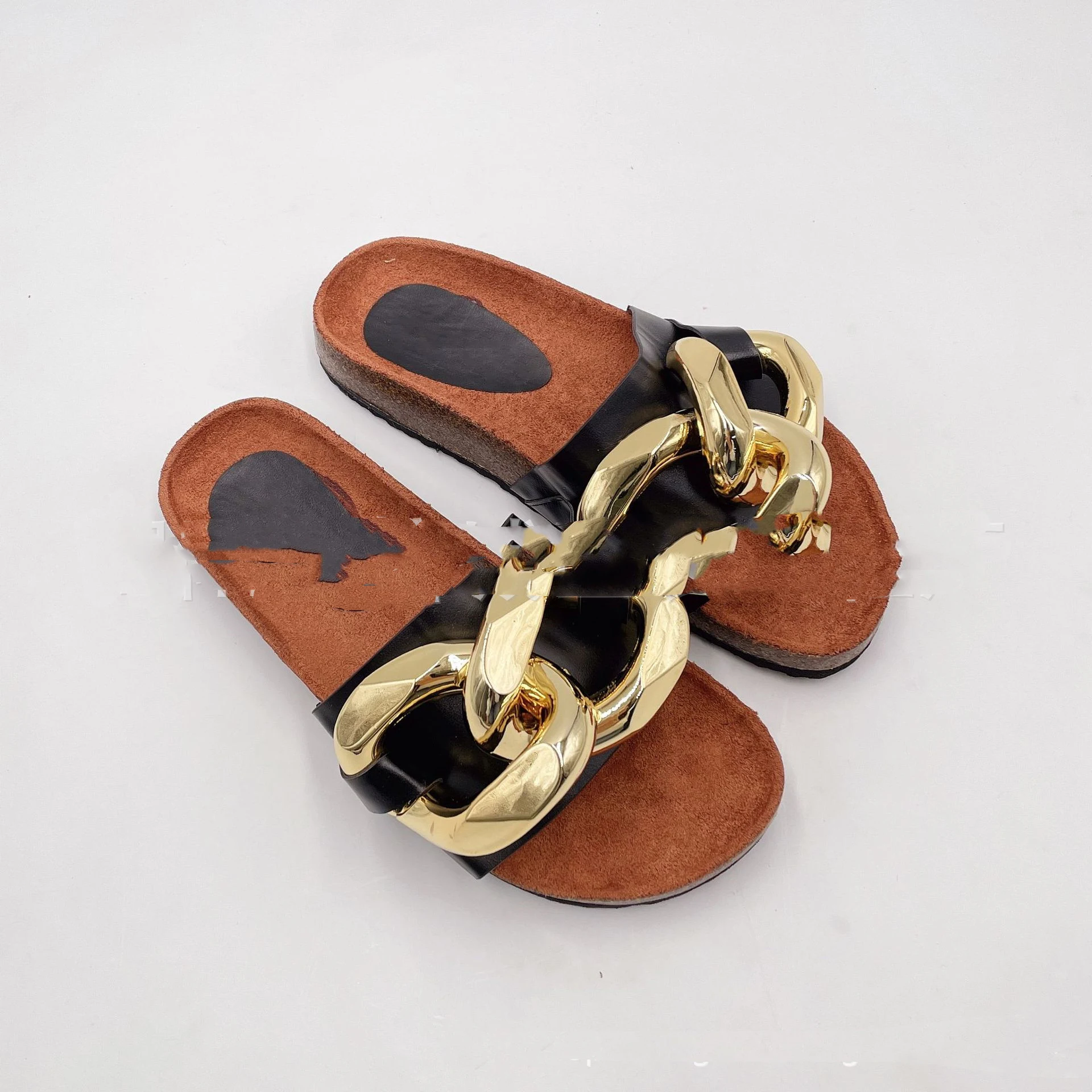 European And American Fashion Gold Chain Slippers Stylish and comfortable women's footwear Perfect for summer and specia — photo 9