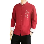 Camisa bordada retrô masculina estilo chinês, primavera e outono. Design moderno e estiloso para homens que buscam um visual trendy e diferenciado. — foto 3