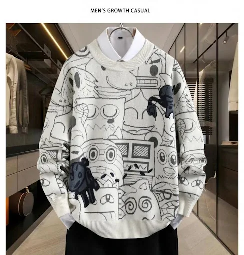 Title 11, Round Neck Thickened Warm Sweater for Junior Hi...