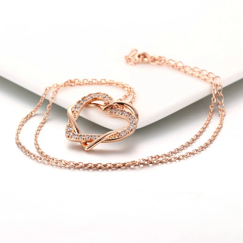 Colar de ouro rosa de coração para coração — foto 5