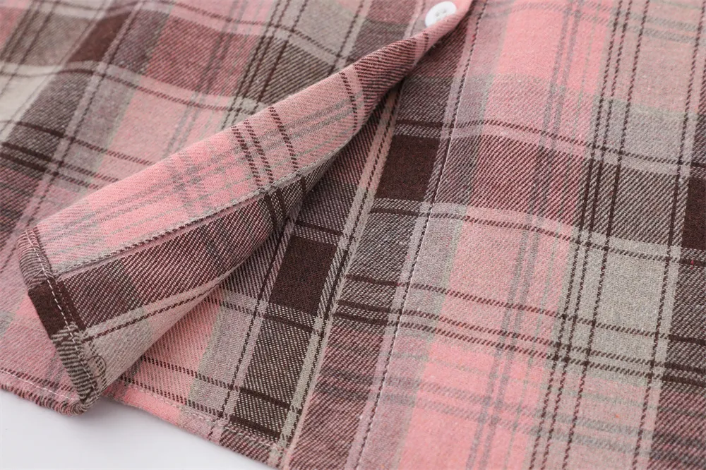 Title 6, Mens Plaid Shirt Spring and Autumn Lapel Outer...