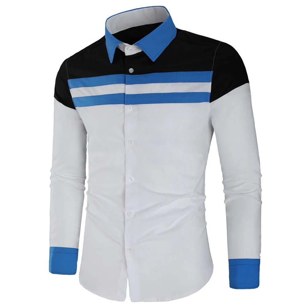 Men's Fashion Casual Shirt Color Matching Long-Sleeved Comfort and style for everyday wear Stylish design for a modern l — photo 2
