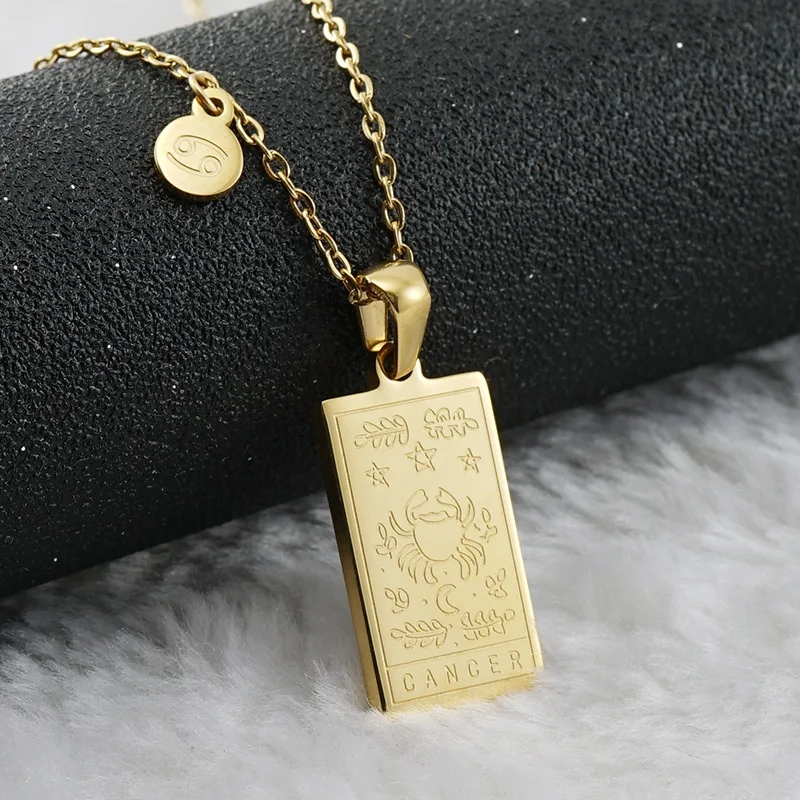Colar de constelação de aço inoxidável 12 para mulheres, ouro 18K quadrado. Um presente elegante e personalizado para ela. — foto 13