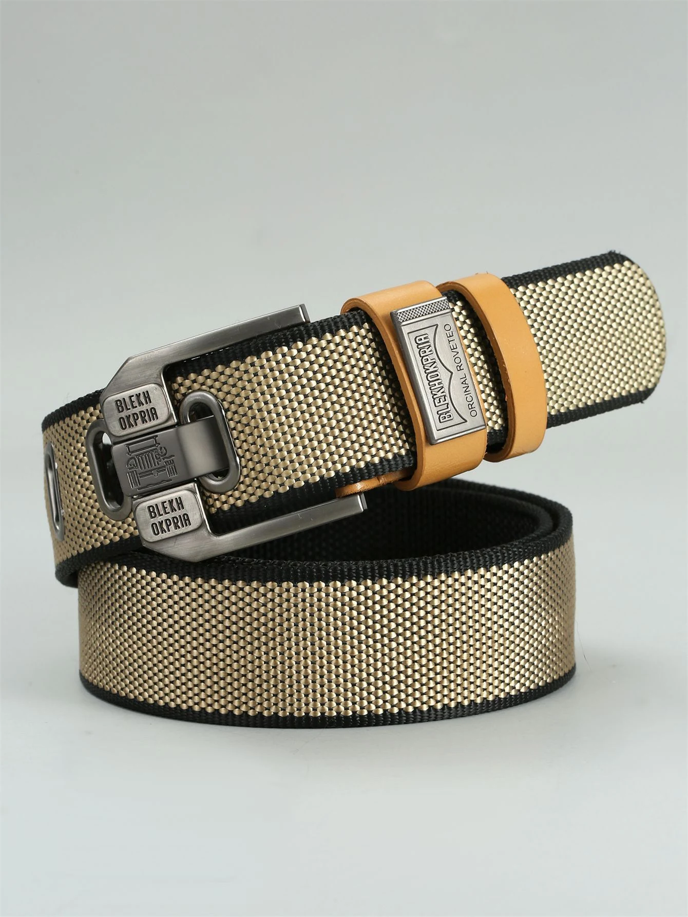 Men's Pin Buckle Canvas Cargo Pants, Casual Retro Style, Decorative Fashion Belt, Perfect for Everyday Wear, Stylish and — photo 6
