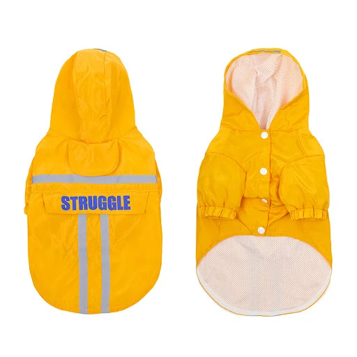 Title 1, Reflective Strip Pet Raincoat Hooded Dog Clothe...