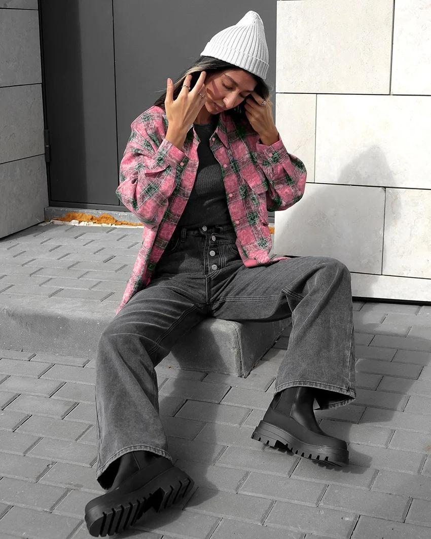 Title 8, American Street Trendy Berry Plaid Shirt