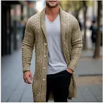 Cardigã suéter com bolsos, casaco de comprimento médio. Conforto e estilo em uma peça versátil. Ideal para diversas ocasiões, te aquece com elegância. — foto 3