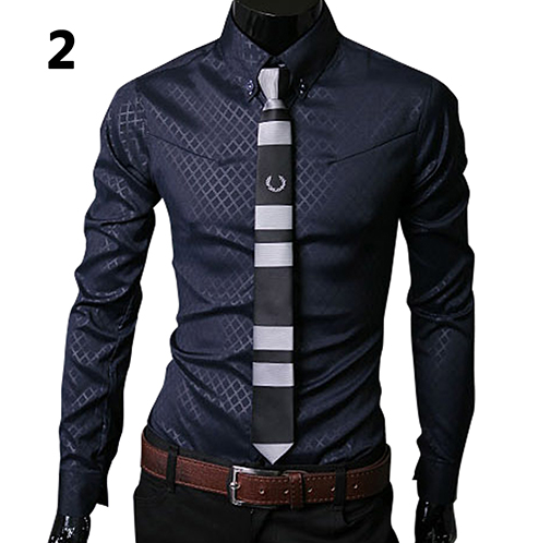 Nuova camicia da uomo a maniche da uomo a pezzi scuro di grandi dimensioni — foto 4