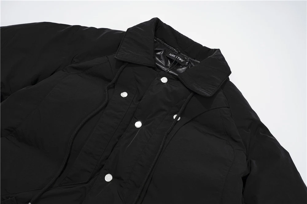 Men's simple style solid color bread suit jacket. Loose lapel design, thickened padding for warmth and comfort, perfect — photo 2