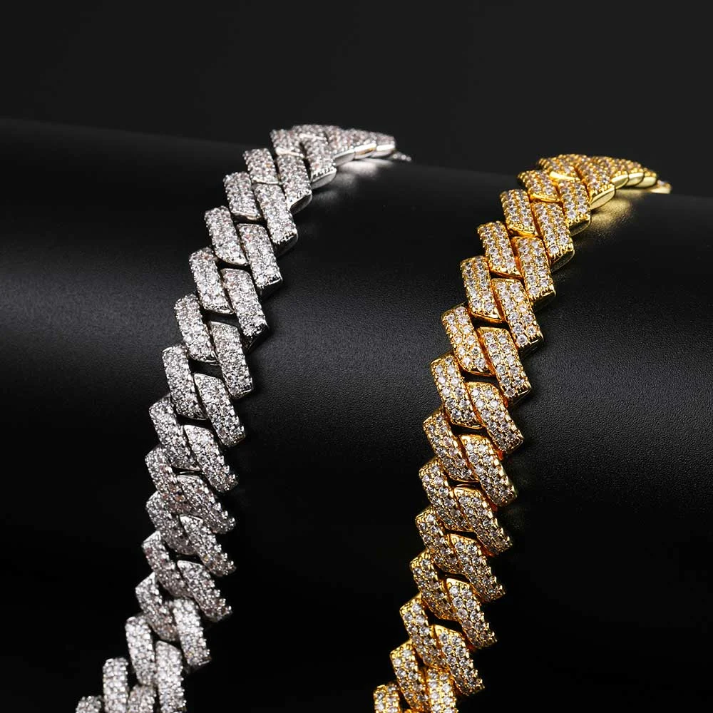 Title 6, Colar Hip Hop 14mm Dupla Fileira Pulseira Barra...