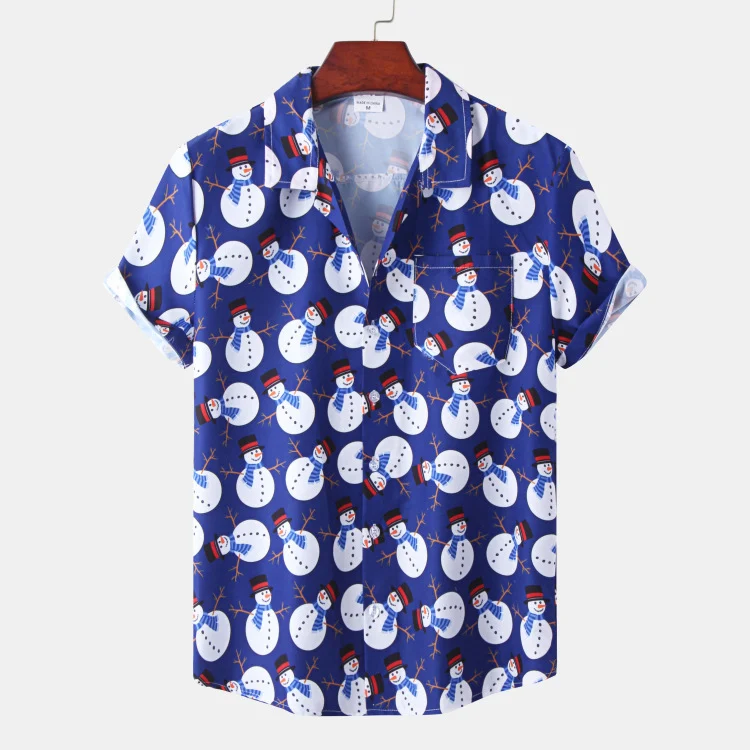 Christmas Ice Silk Digital Print Short Sleeve Floral Shirt, a cool and stylish option for festive seasons and warm weath — photo 5