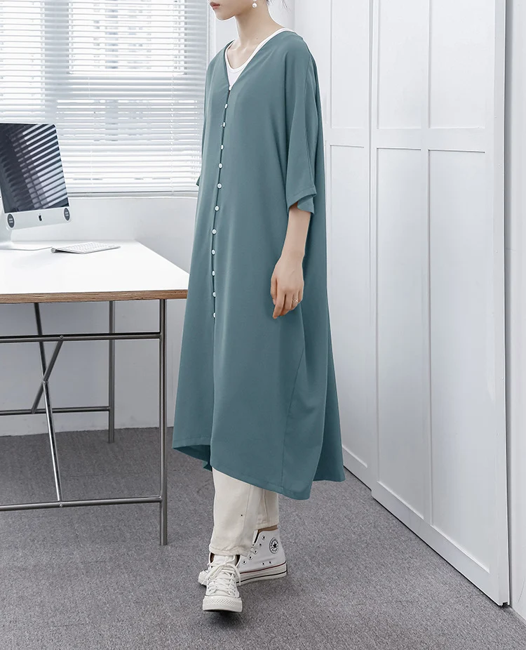 Title 11, Japanese Summer Short Sleeve V-neck Shirt Dress