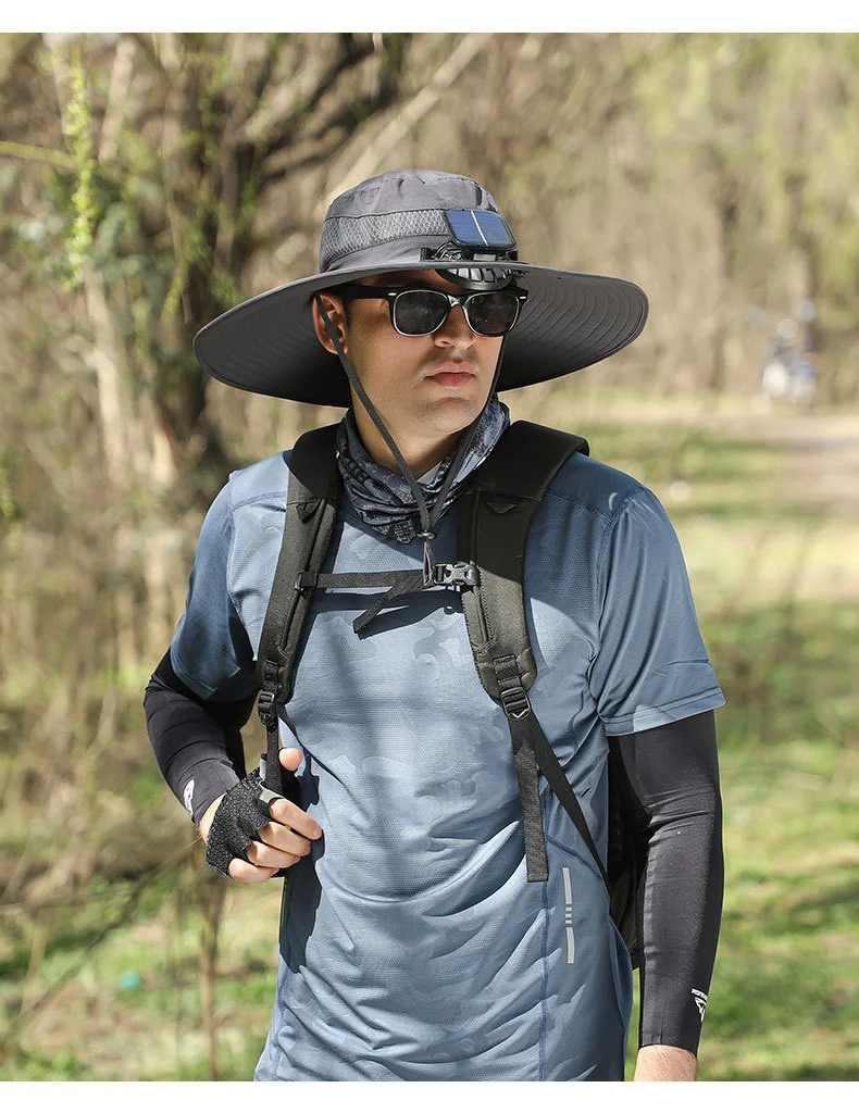 Outdoor Solar Rechargeable Wide Brim Fan Hat Stay cool and sun-protected with this practical solar-powered hat with a bu — photo 28