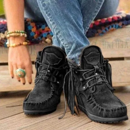 Title 3, Botas Curtas Femininas de Inverno com Franjas, ...
