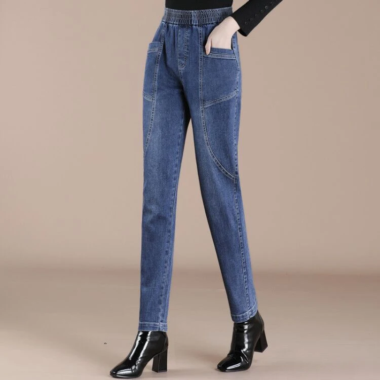 Nieuwe harembroek met hoge taille, dun en stijlvol, cropped broek voor een modieuze en comfortabele look. — foto 1