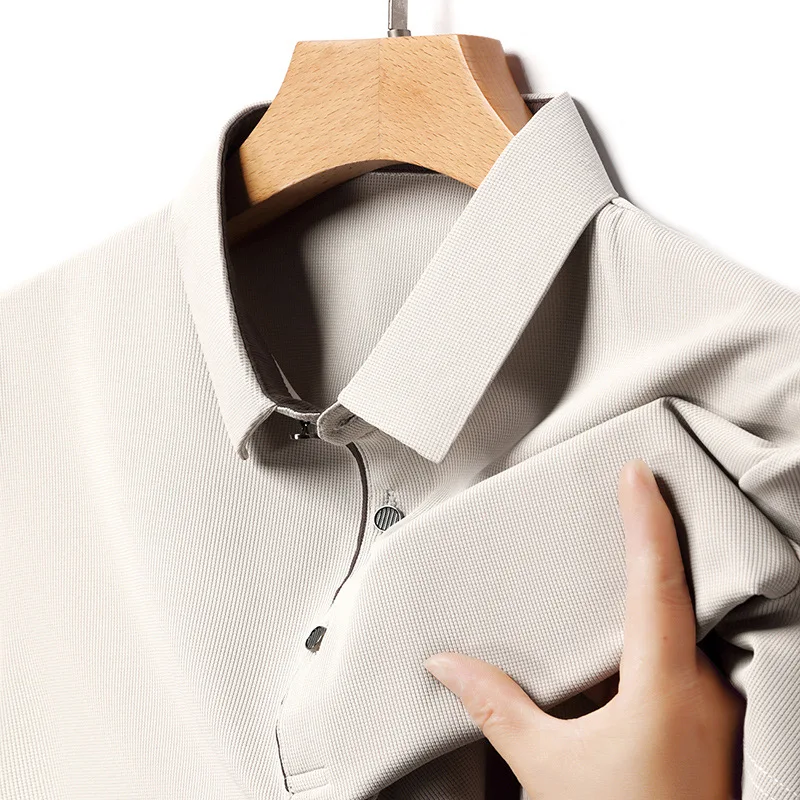 Men's Ice Silk Short Sleeve Polo Shirt Casual Breathable Stretch T-shirt. Experience cool comfort and unrestricted movem — photo 1