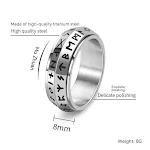 Anel Vintage Viking Luen Rune Rotativo Aço Titânio Escolha Sua Runa Jóia Nórdica Estilo e Proteção Duradouros Design Único — foto 5