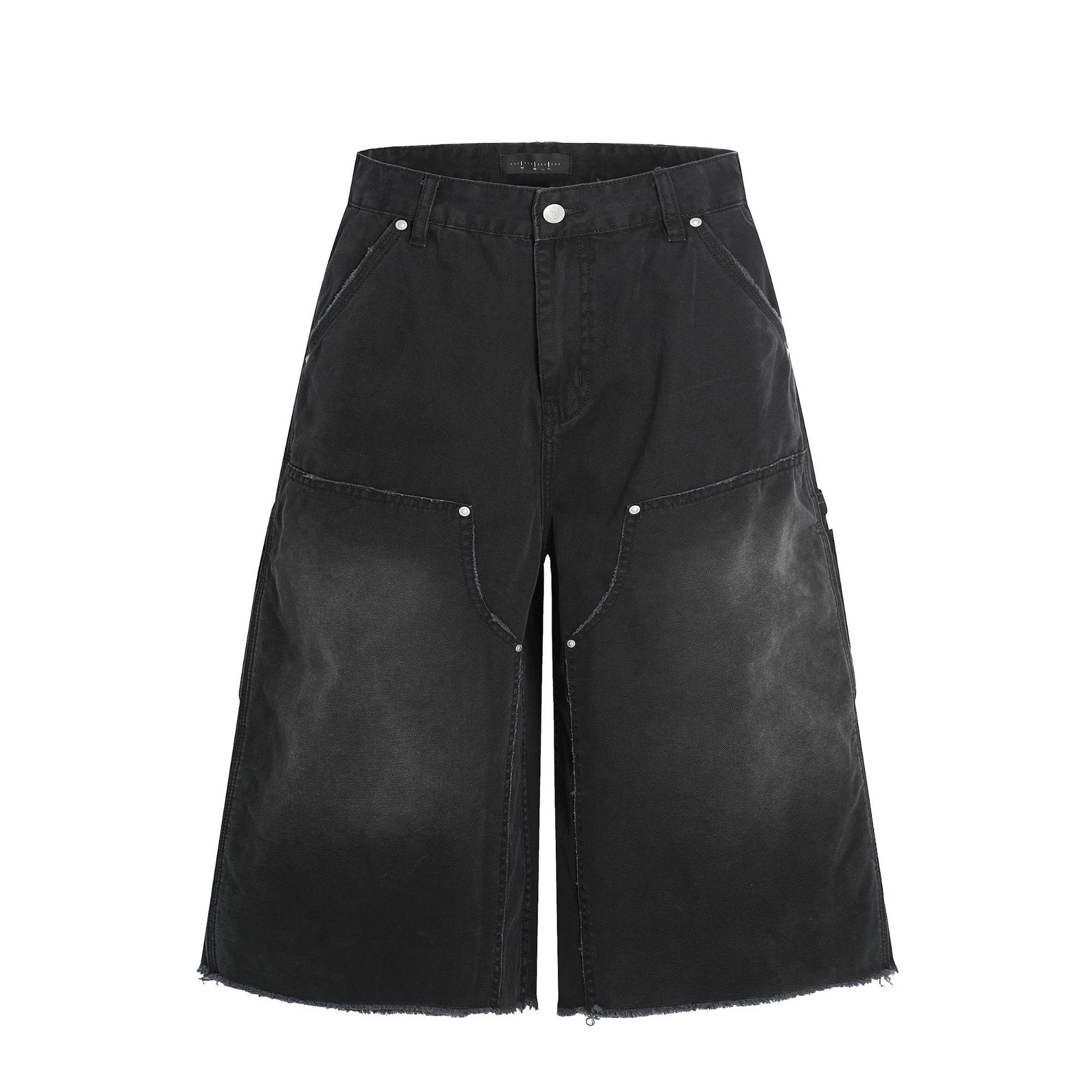 American Retro Zwarte Rivet Cropped Broek voor Dames Stijlvol en Comfortabel Perfect voor een Casual Retro Look en een Moderne Uitstraling. — foto 2