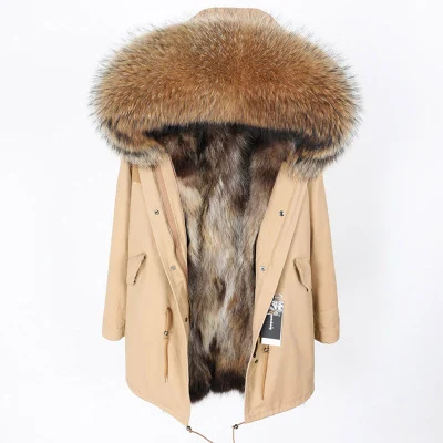Title 7, Parka com gola de pele de guaxinim oversized, i...