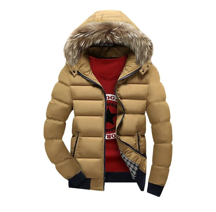 Men's Hooded Fur Collar Warm Cotton Coat Stay warm and comfortable all winter long, a stylish and cozy outerwear choice — photo 2
