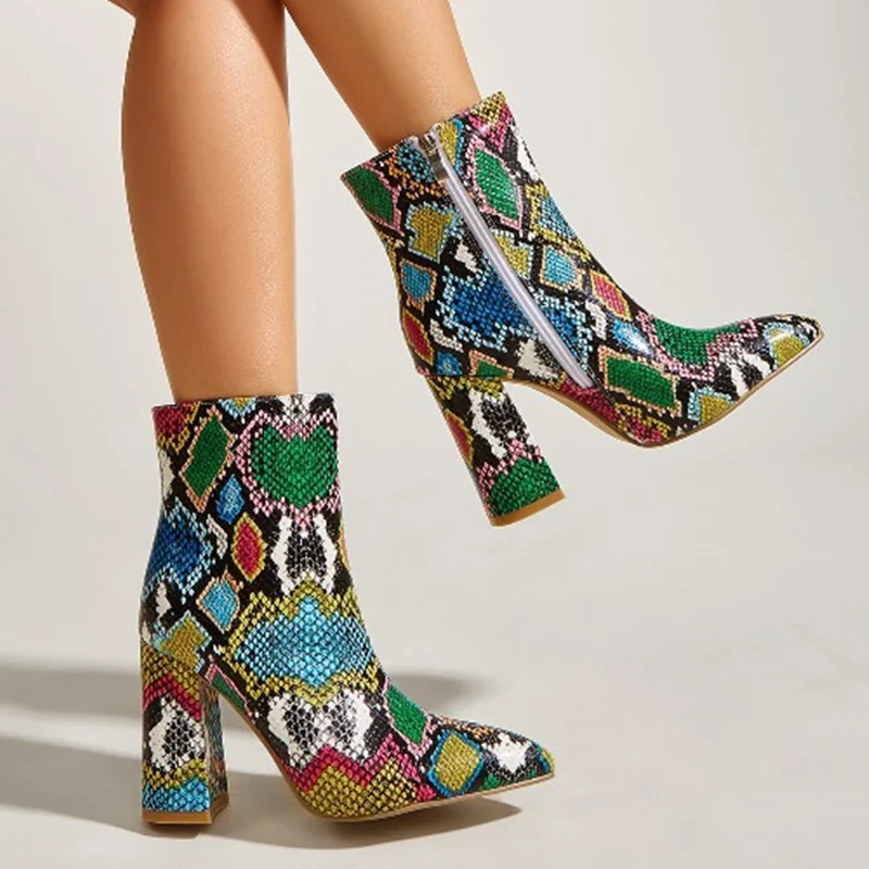 Title 2, Womens Thick-Heeled Pointed High-Heeled Martin...