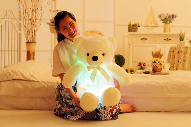 Urso de pelúcia LED criativo que acende, brinquedo de pelúcia brilhante e colorido, presente de Natal para crianças, travesseiro — foto 5