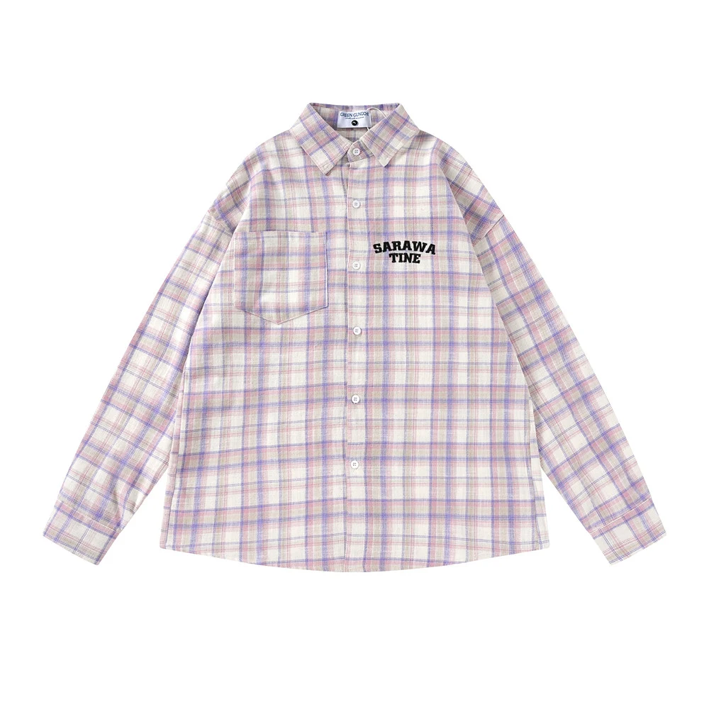Title 2, American Plaid Long-sleeved Shirt Mens Spring ...