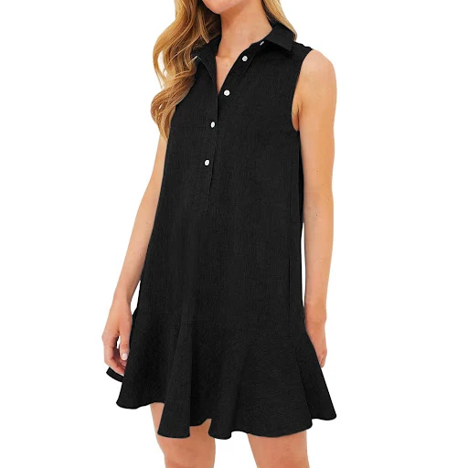 Title 12, Solid Color Polo Collar Sleeveless Clinch Open ...