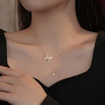 Colar de borboleta vazada S925 prata com strass, pingente de diamante de luxo com borla, corrente de clavícula, joia feminina. — foto 8