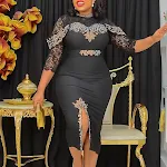 Vestido Africano Tongle OL Temperamento com Envoltório no Quadril. Design elegante, realça a silhueta, perfeito para ocasiões especiais e confortável. — foto 3