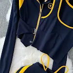 Conjunto Esportivo Feminino com Contraste, Casaco Gola Alta, Três Peças, Calça Pantalona Cintura Alta e Conforto — foto 2