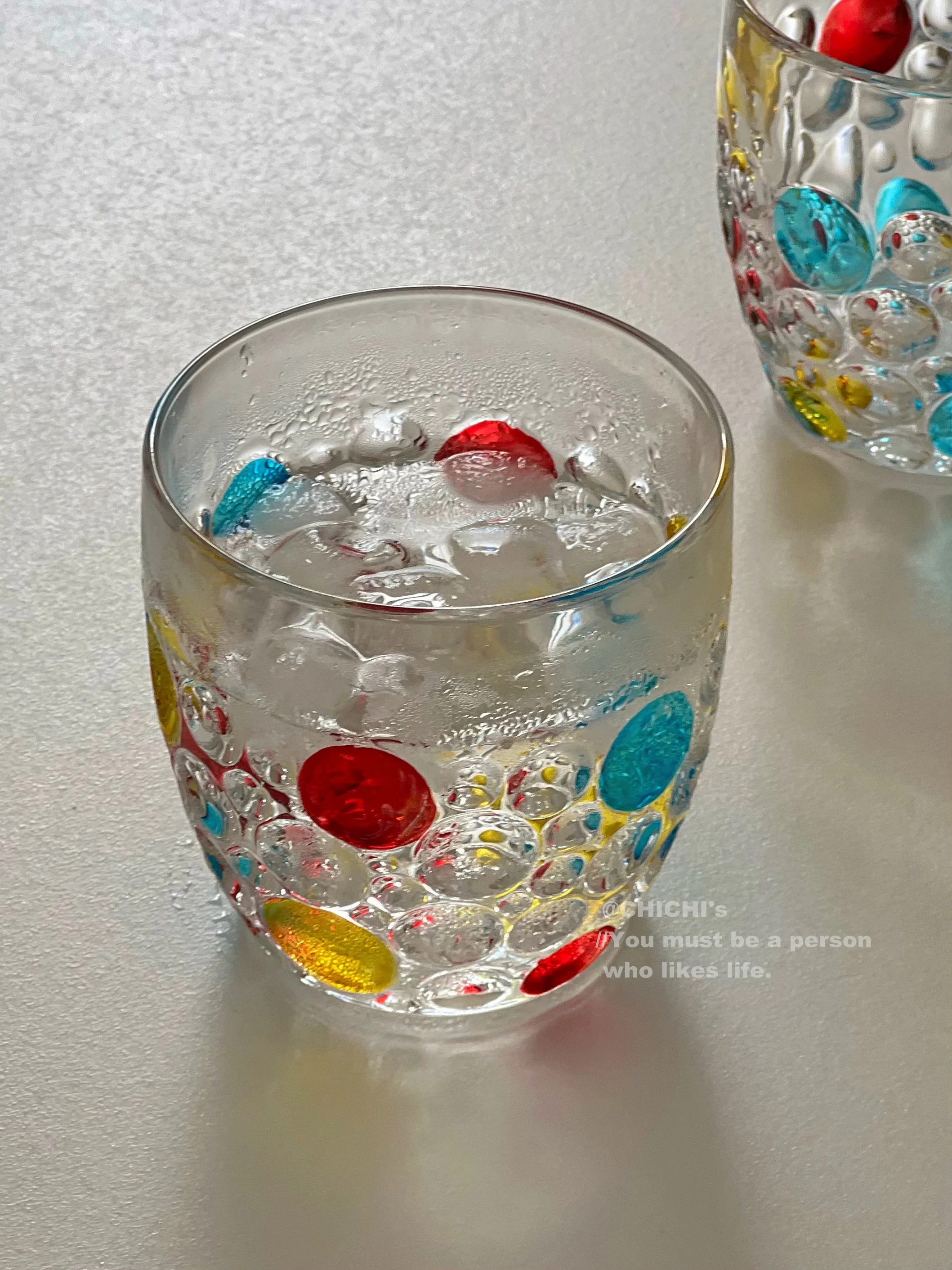 Title 2, Vintage Hand-painted Colored Dot Bubble Glass. ...