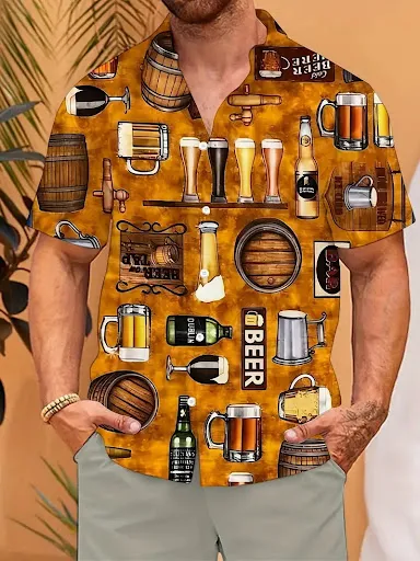 Title 5, New Personalized 3D Beer HD Printed Short-sleev...