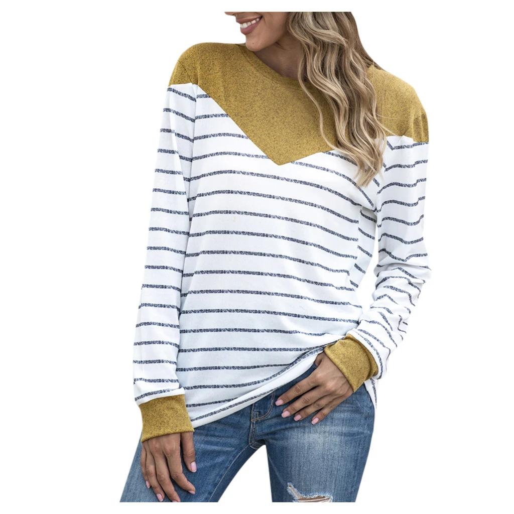 Title 3, Womens striped stitching long-sleeved sweater ...