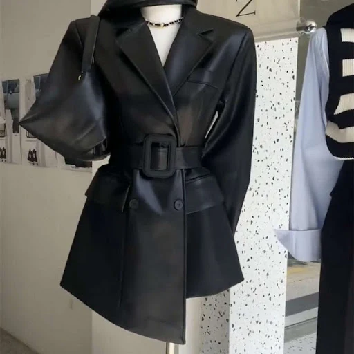 Title 1, Fashionable Retro Beautiful Leather Coat For Women