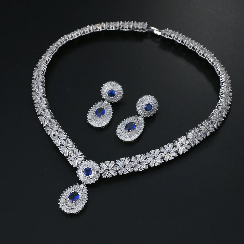 Conjunto de colar e brincos redondos de cera com zircônia para noiva, beleza e elegância para o dia do casamento — foto 5