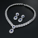 Conjunto de colar e brincos redondos de cera com zircônia para noiva, beleza e elegância para o dia do casamento — foto 5