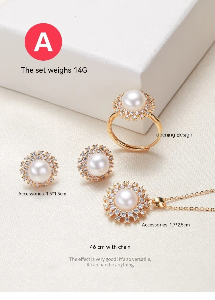 Title 7, Parelketting Ring Oorbellen Set Luxe Sieraden v...
