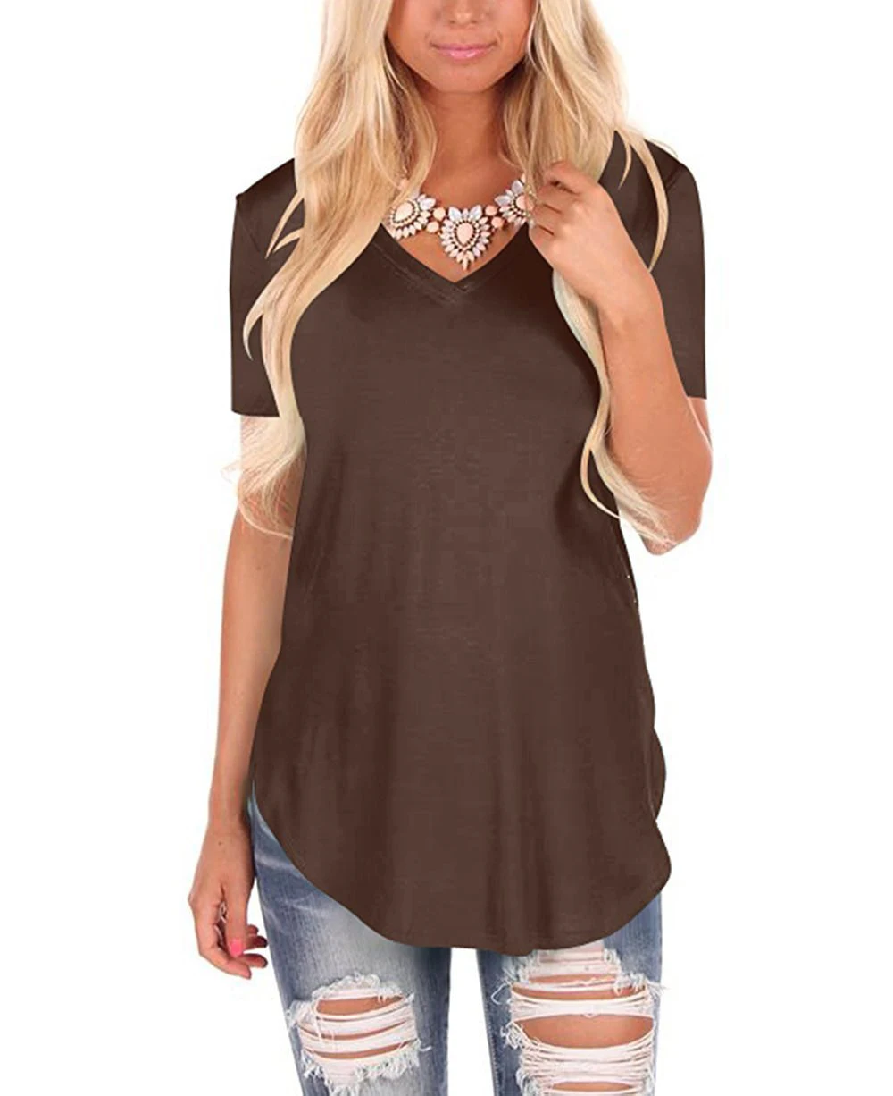 Title 12, V-neck Knitted Solid Color Top Plus Size Loose ...