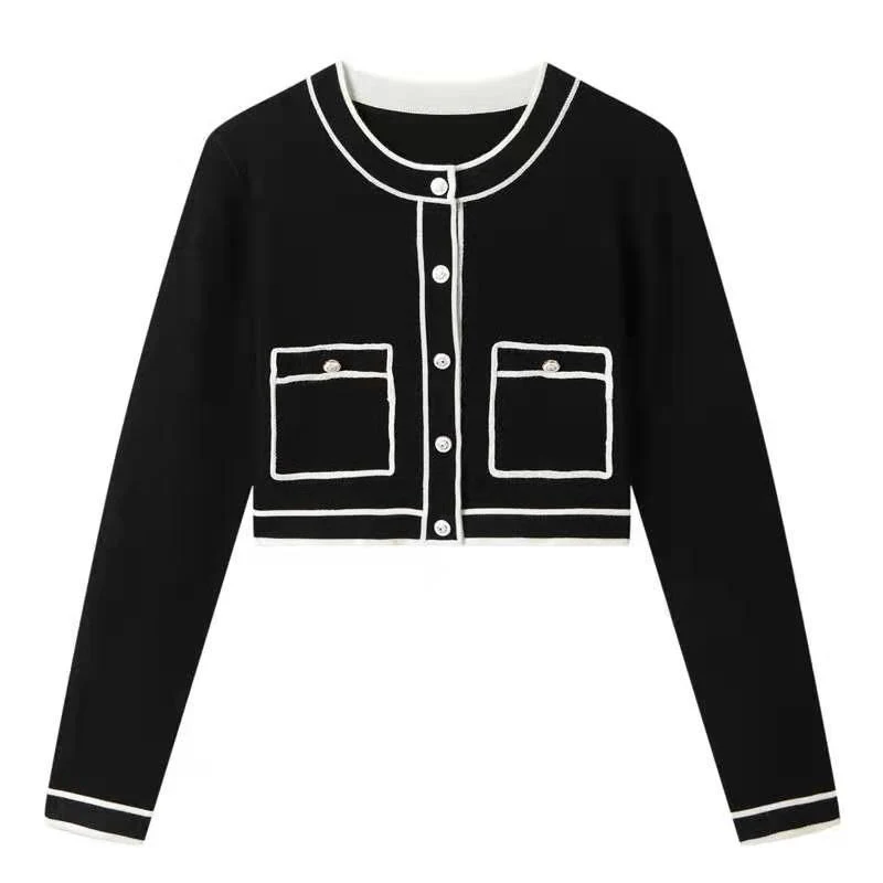 Title 5, Womens Fake Pocket Knitted Cardigan
