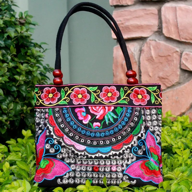 Ethnic Style Embroidered Handbag Wooden Bead Lace Bag. Carry your essentials in style with this beautiful and unique han — photo 12